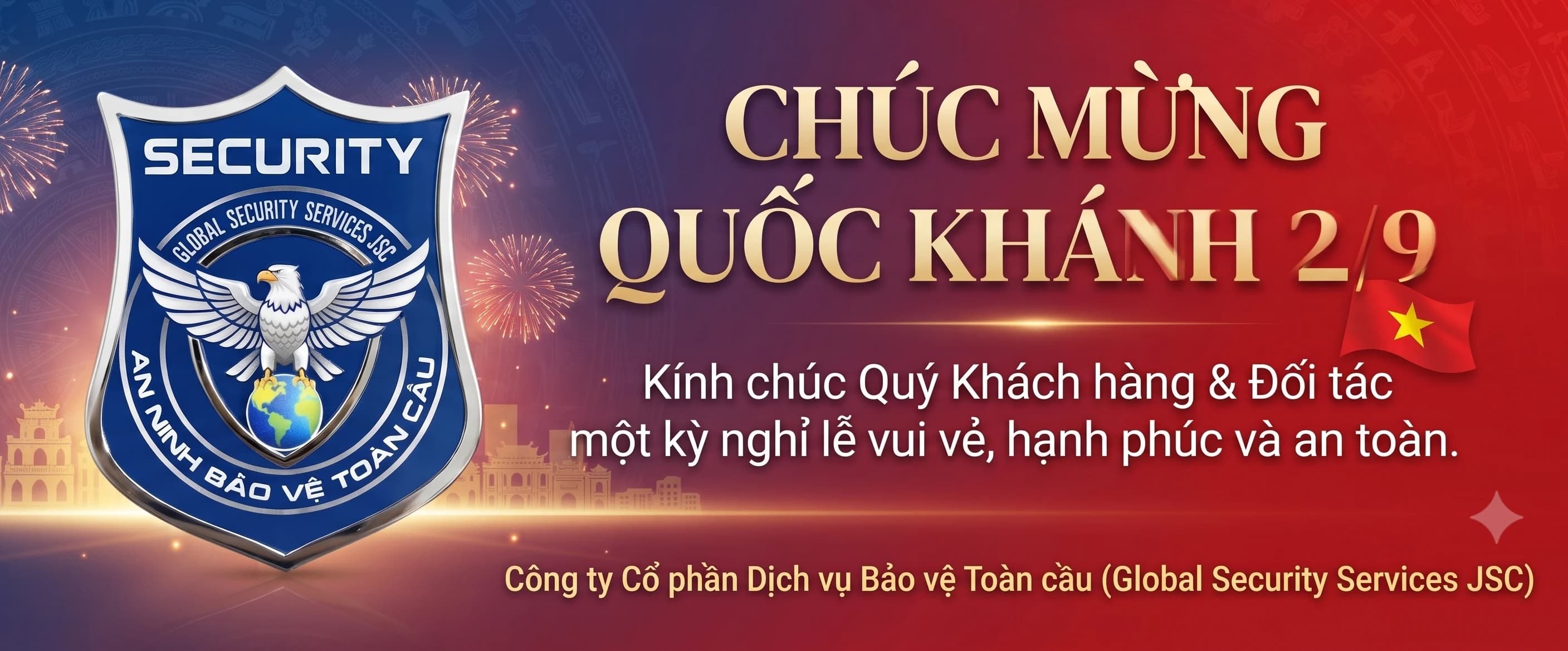 Thông báo lịch nghỉ Lễ Quốc khánh 2/9/2026 tại Toàn Cầu Security và chế độ cho lực lượng trực lễ